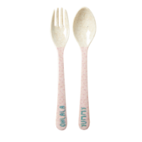 Kids Cooking Print Melamine & Bamboo Cutlery Set Rice DK